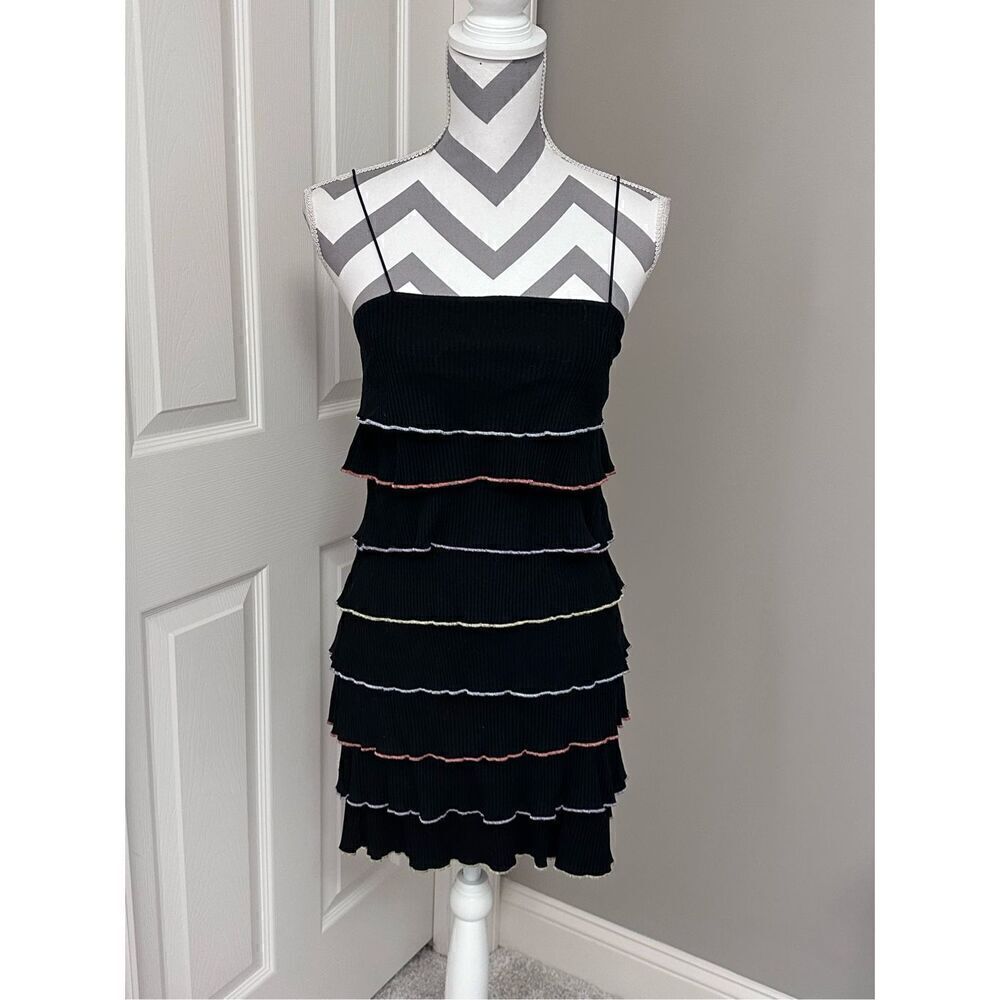 Blue Blush ribbed tiered ruffle dress